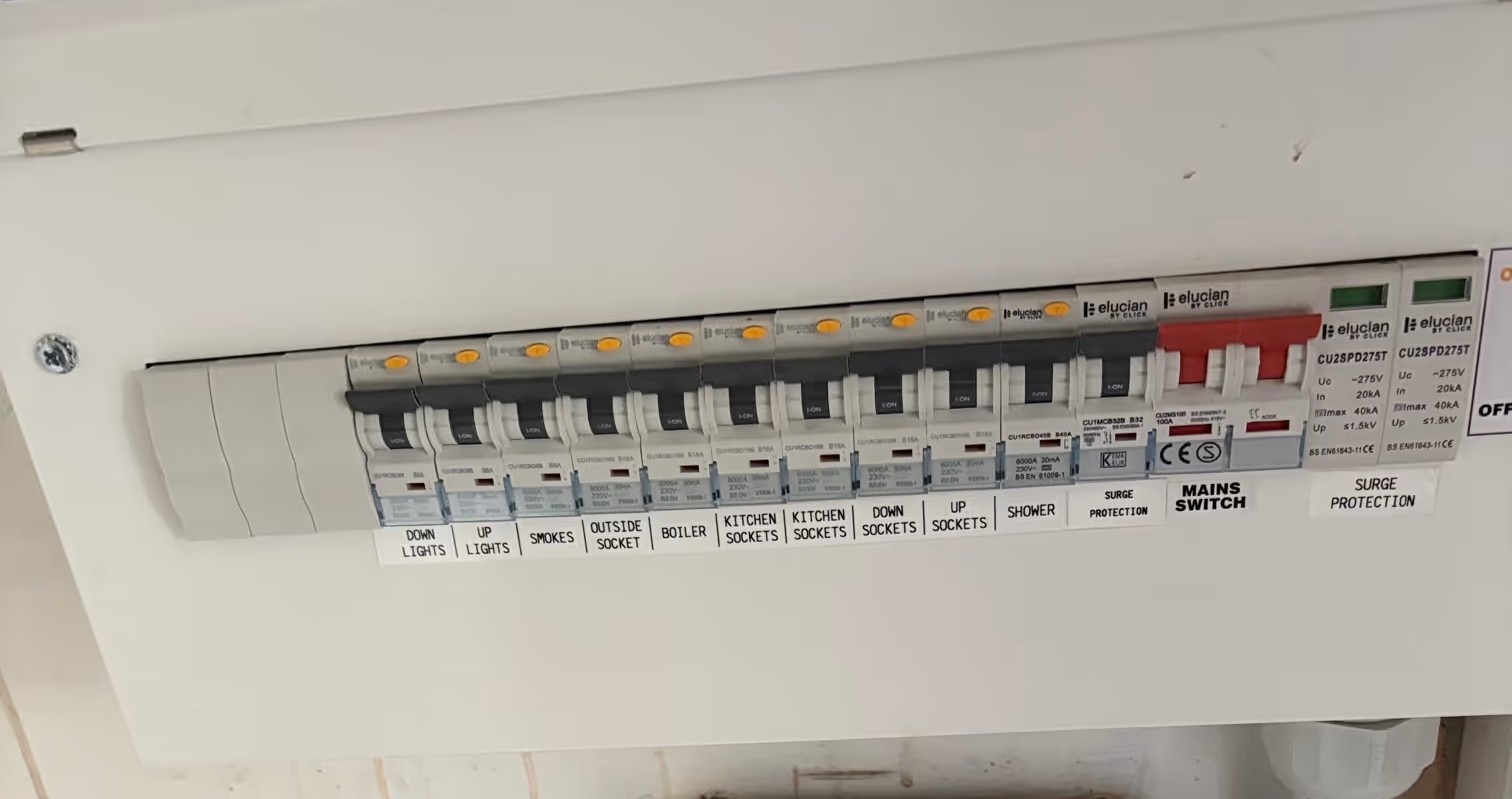 Modern Hager consumer unit with individual Type A RCBO protection